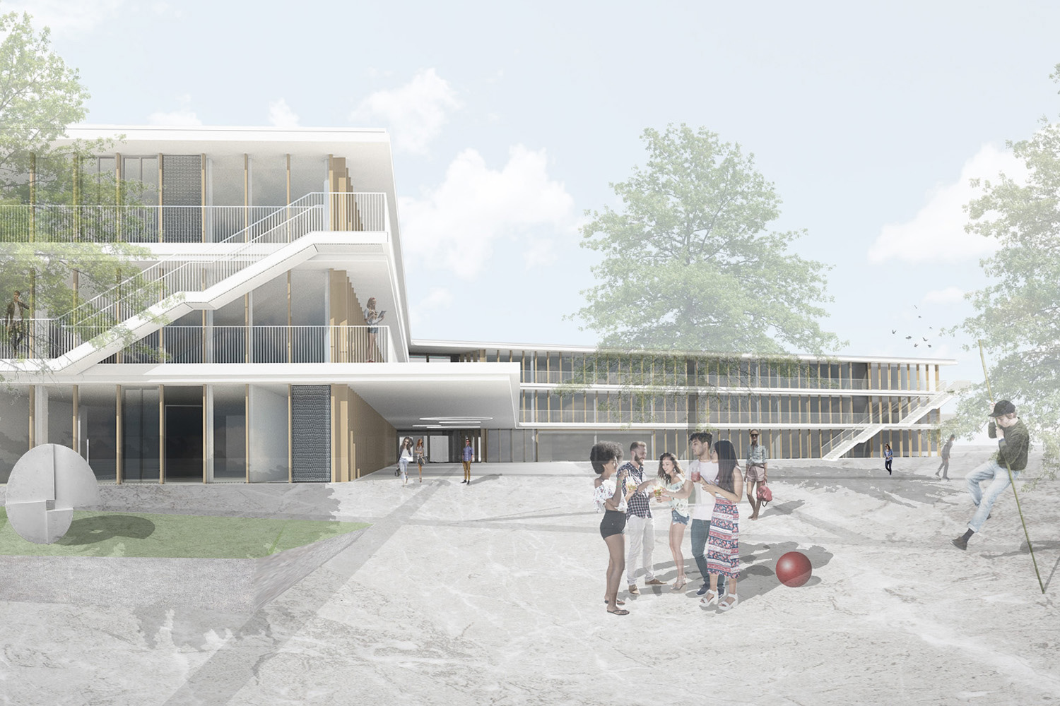 Neubau Staatliche Realschule mit Dreifeldsporthalle Landshut, Lageplan detailliert