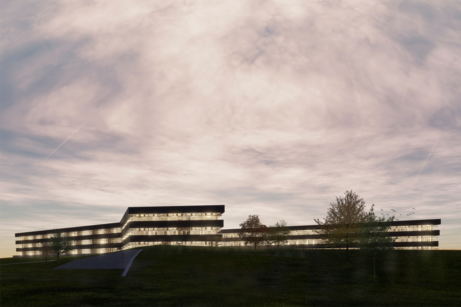 Neubau Landratsamt Landshut, Außenperspektive, Visualisierung © Freshimages